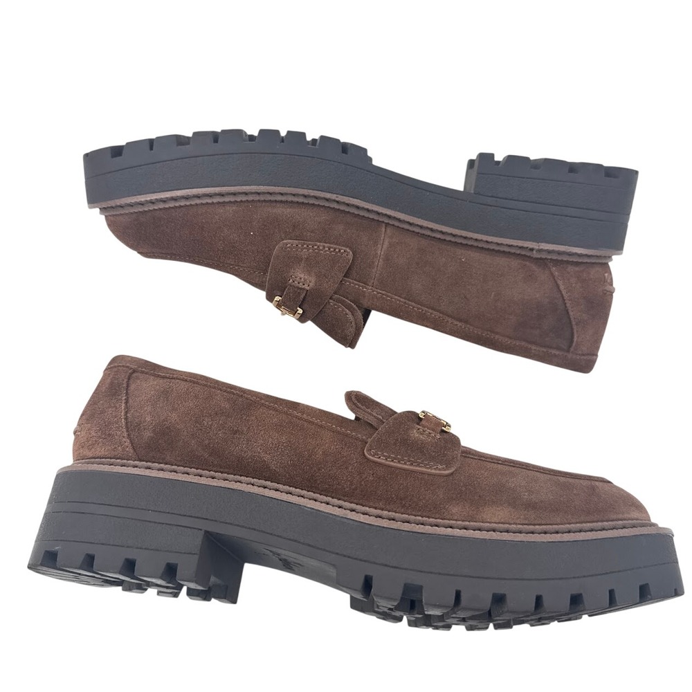 Sam Edelman Lea Platform Loafer Mustang Brown Suede Lug Sole Horsebit 9M - Picture 8 of 10